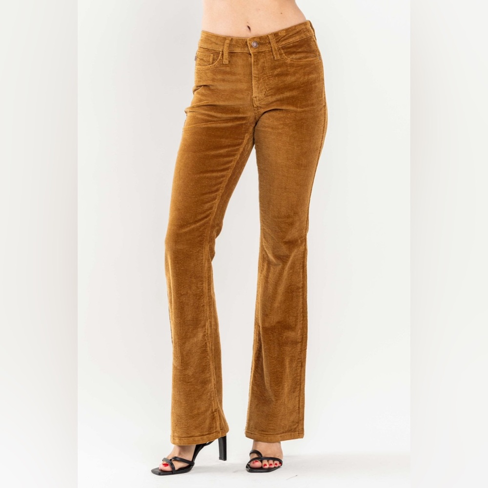 Mid rise boot cut camel goldish- brown corduroy pants size 20W Judy Blue NWT